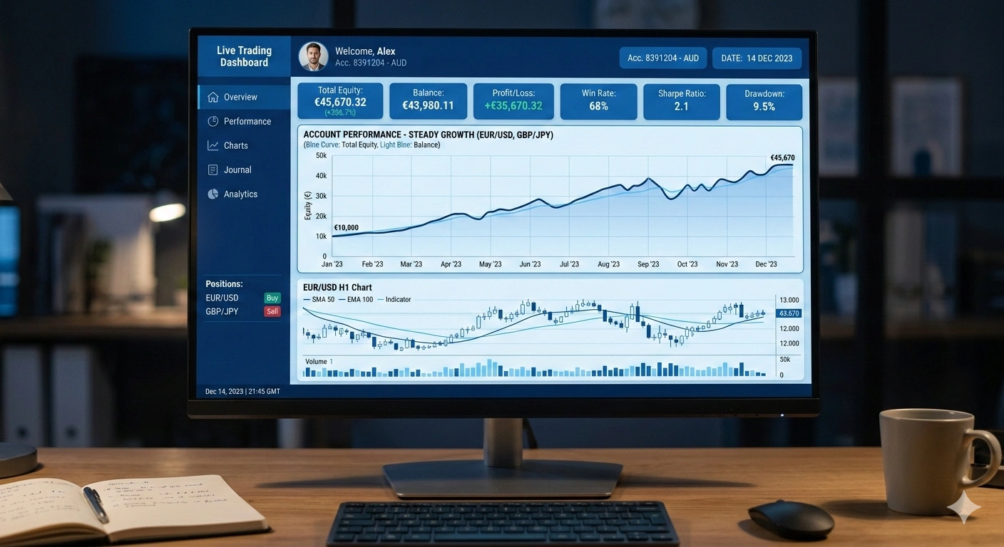 verified forex account performance growth chart